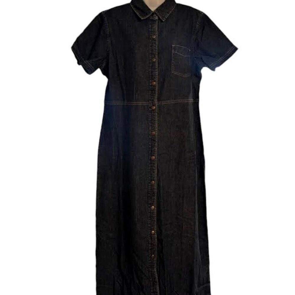 L.L. Bean Blue Denim Maxi Shirt Dress 16 regular NEW
